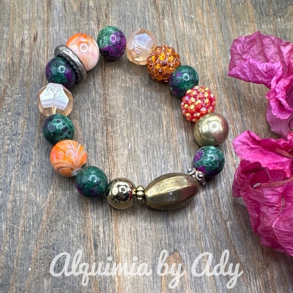 Zoisite Ruby handmade beaded bracelet/Grounding crystal for Gemini - Picture 1 of 6